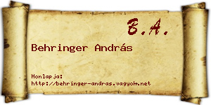 Behringer András névjegykártya